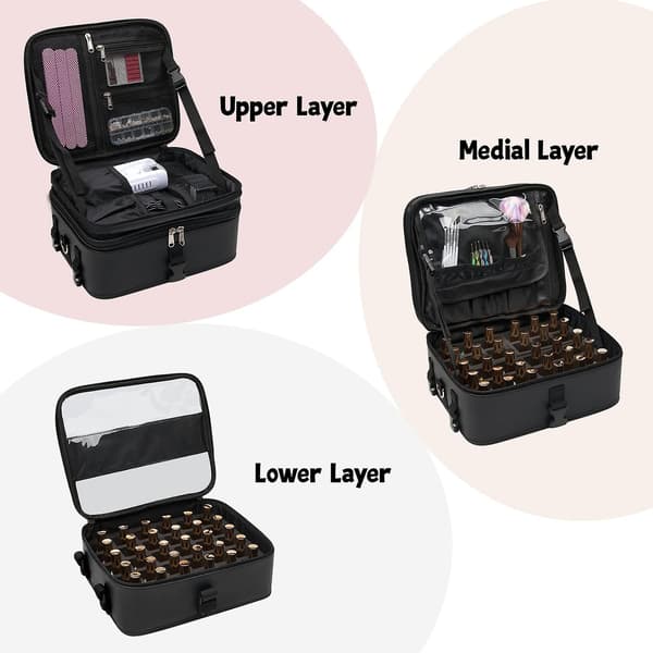 2023 - Organizer för nagellack, dubbellagers nagellacksförvaring med plats för 30 flaskor (15 ml - 0,5 fl oz)(v)