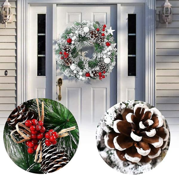 Jul Blommig Dörrkrans med Jultomte Dekoration