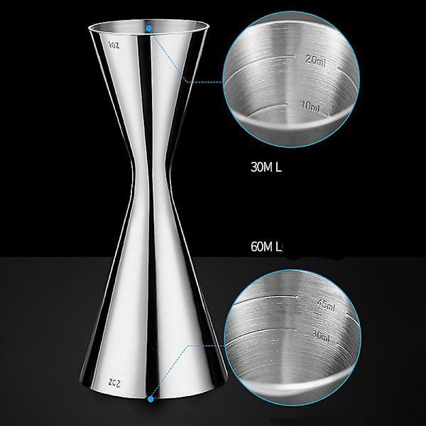 Fw  Bar Jigger Dubbel Cocktail Jigger Bar Mått Bar Verktyg 30/60Ml, 30/45Ml Cocktailshaker för Fest silver