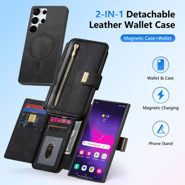Samsung Galaxy S24 Ultra Magnetisk Lommebokdeksel Svart