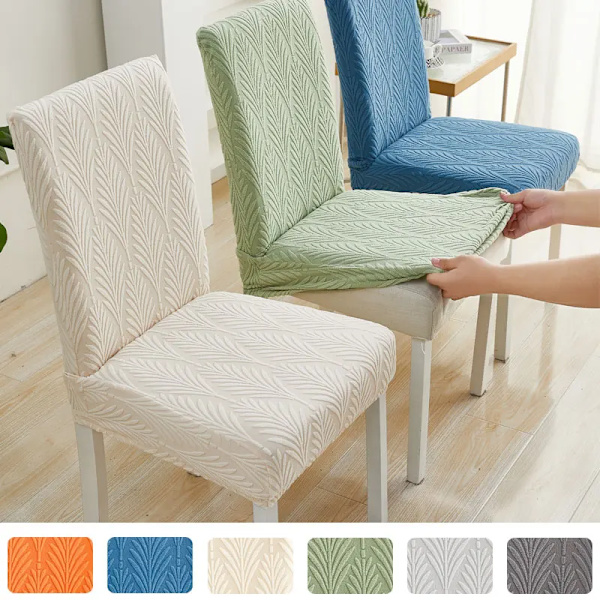 Matsalsstol Skydd Solid Jacquard Plyschöverdrag 1 st (B)