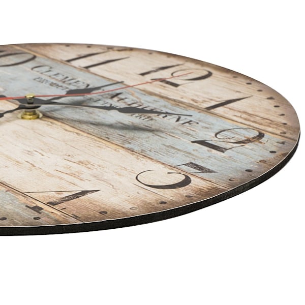 30 cm puinen seinäkello/keittiökello maalaistyyliin, hiljainen äänetön (Victor Hugo)