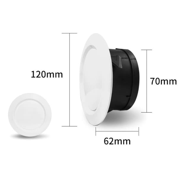 Justerbart ventilationsgaller 75mm Rund Plast med Skivventil