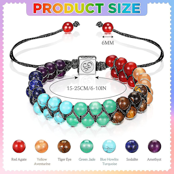 Chakra Armband Kristall Ädelsten Armband För Yoga Pärlor Reiki Ädelsten Flätat Armband