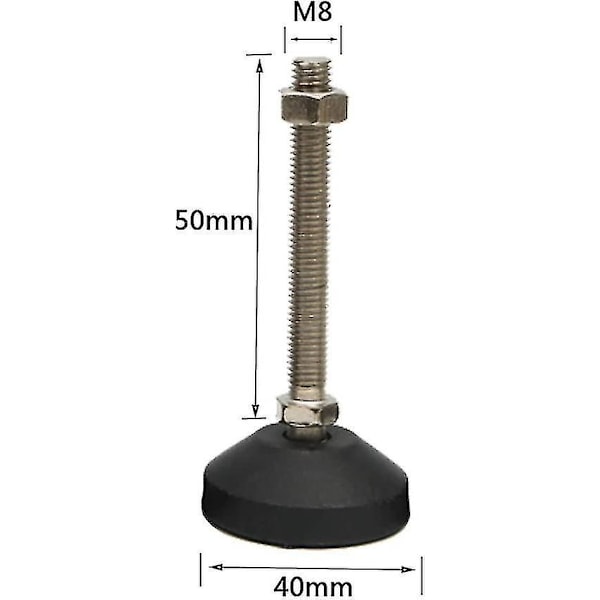 6 Pak D40 X M8 X 50mm Justerbare Svingbare Ben, Tilt Nylon Base, Selvjusterende Fødder, Gulvbeskyttere Til Møbler, Arbejdsbænke, Maskiner [DB]