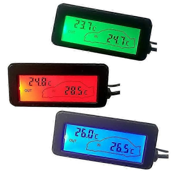 Bil Indvendig og Udvendig Baggrundsbelyst Mini Digital Termometer 2025 (Fww) Blue