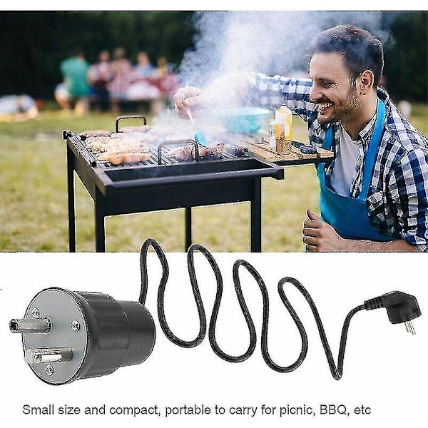 Grillmotor med Spidd, Elektrisk Campinggrillmotor i Aluminium, Grillsett med Nominell Last 0-24 kg (EU-kontakt)