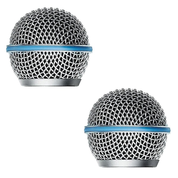 2 st mikrofonnät, ersättningsnät för Shure Beta58A SM58 Pgx24 Slx24 {FW} Silver