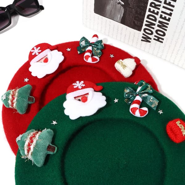 Grön Julhatt i Ull för Kvinnor