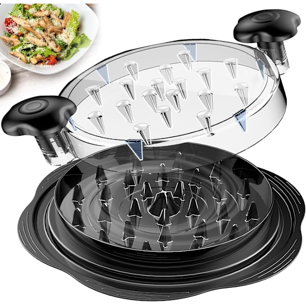 Kyllingrive Stor Kyllingbrystrive Verktøy Twist med Børste & Gaffel, Synlig Kjøttrivemaskin, Sterk Sklisikker Stripe, Ergonomisk Håndtak (W)