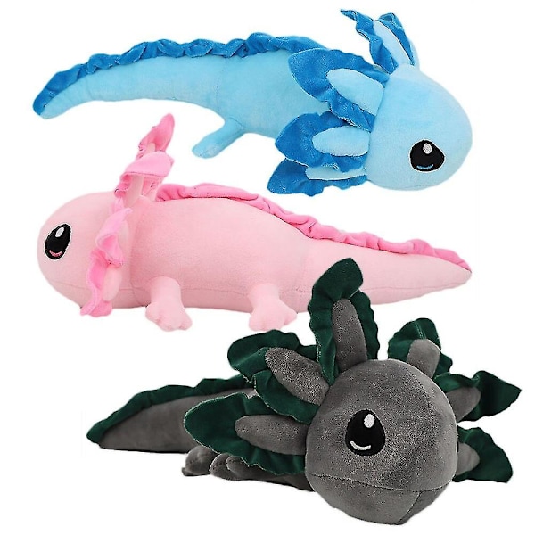 AFFINEST 44/75cm Axolotl Plussjeleketøy Myk Utstoppet Dukke Tegneseriefigur Leke Barn Voksne Plushie Gamer Gave Hjemmedekor [FW] Black 75cm