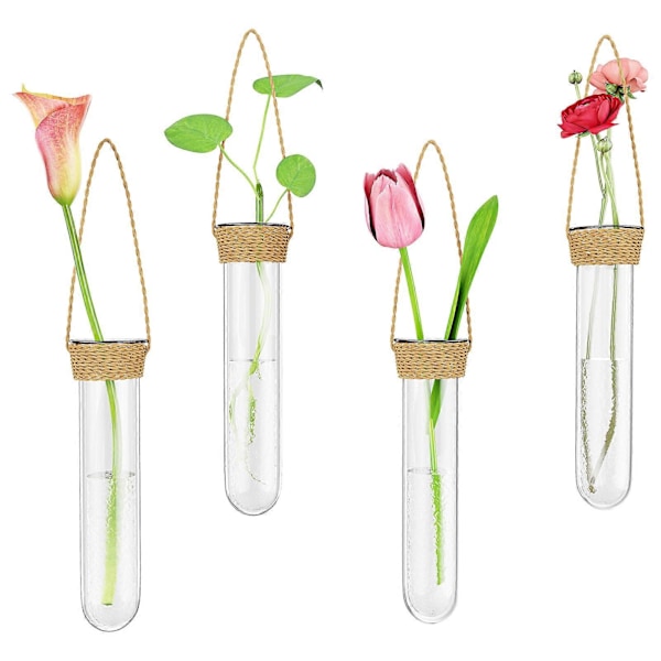 4 st Hängande Glasrör Växtterrarium Liten Väggvas Fönsterdekoration för Inomhus Utomhus (B)
