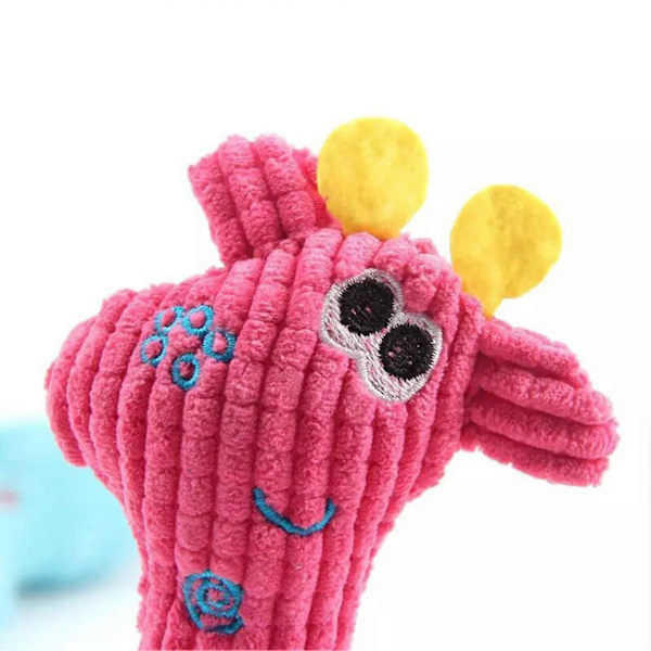 Plush Leksak Giraff för Hundar, Säker Flanellrep för Tandvård, Söt Rosa