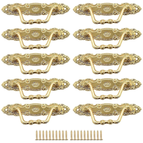10 st Antik Handtag Legering Låda Dörrknoppar Gyllene Skåp & Lådor Handtag För Möbel Dörr (w [FW Gold