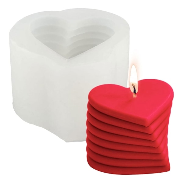 3D Hjerteformede Forme til Lysfremstilling Silikone Klar Tekstur Lysforme DIY Bagning