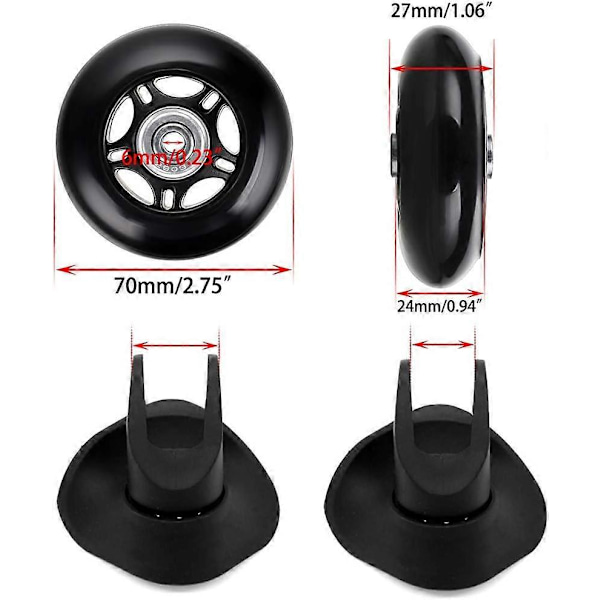 2 kpl Matkalaukun Pyörät Varaosat Korjauslaakerit Matkalaukkuihin 7024mm, Musta (L)