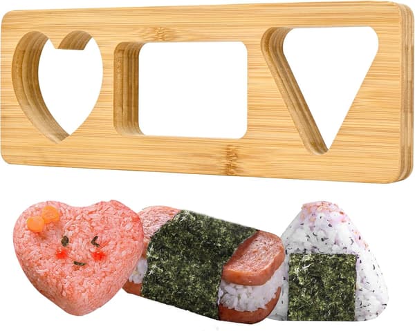 Stort sushiformsett i bambus for å lage klassiske risboller og musubi