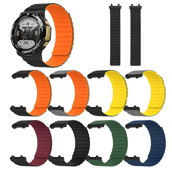 For Amazfit T-rex 2 Slitesterk Remm Drop-Proof Armbånd Svettebestandig Løkke Wristband [DB] Black and yellow