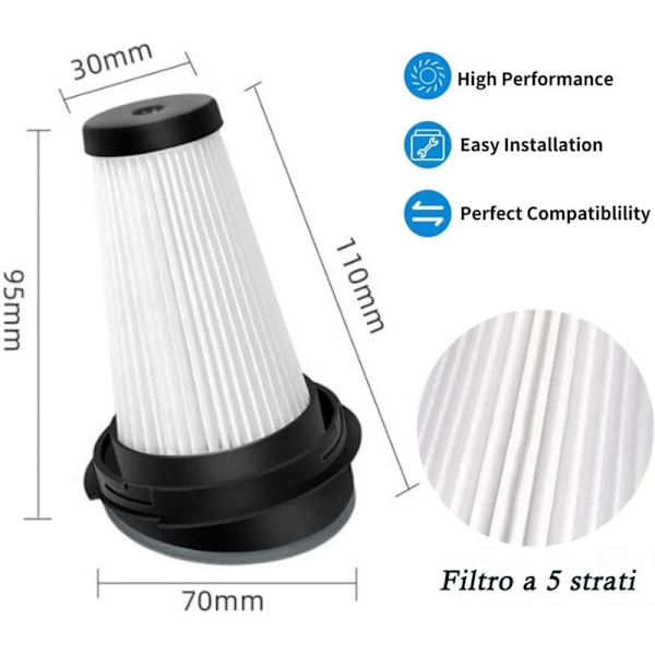 4-pak Erstatningsfiltre til Rowenta X-pert 3.60 X-Pert 160 RH72xxx RH6921WO RH6933WO RH6971WO RH6974WO Støvsuger ZR005202 (W)