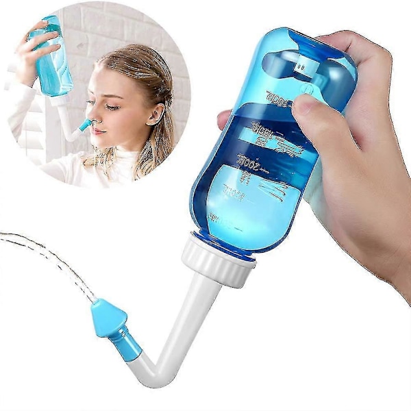 Nenähuuhtelukannu, Sinussarja aikuisille ja lapsille - Sininen - 300 ml Neti Pot nenänhuuhtelupullo (W)