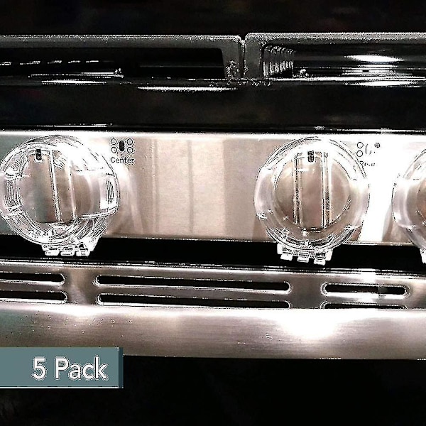 FW Barnsäker Spisknoppsskydd, Gashällsknoppsskydd Stor, Genomskinlig Design, 5-pack, Köksäkerhetsskydd