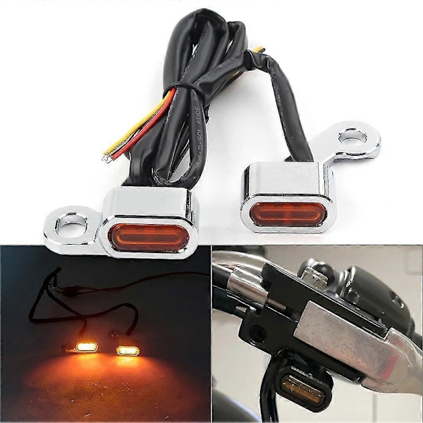 2 st Motorcykel Mini LED Blinkers Styre Blinkers Indikatorlampa Kompatibel Harley Touring 2009-2017 & Softail 2015-2021-C16 [fw] Chrome Orange shell
