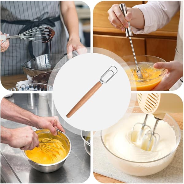 Rustbestandig manuell deigvisp i rustfritt stål, deigblander for surdeig, ideell for bakverk og baking (W)