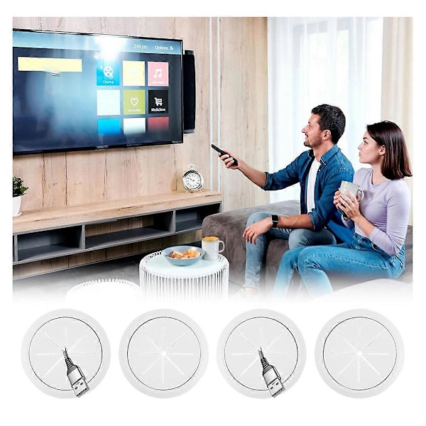 Kabelgjemmer for veggmontert TV, 2-3/8 tommer (60 mm hull) TV-veggkabelgjemmer, veggkabel (W)