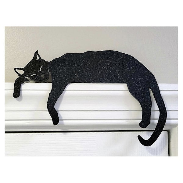 Katt Dörrtopp, Svarta Katter Dörrhörnsskylt, Katt Mantel Dekor (W)