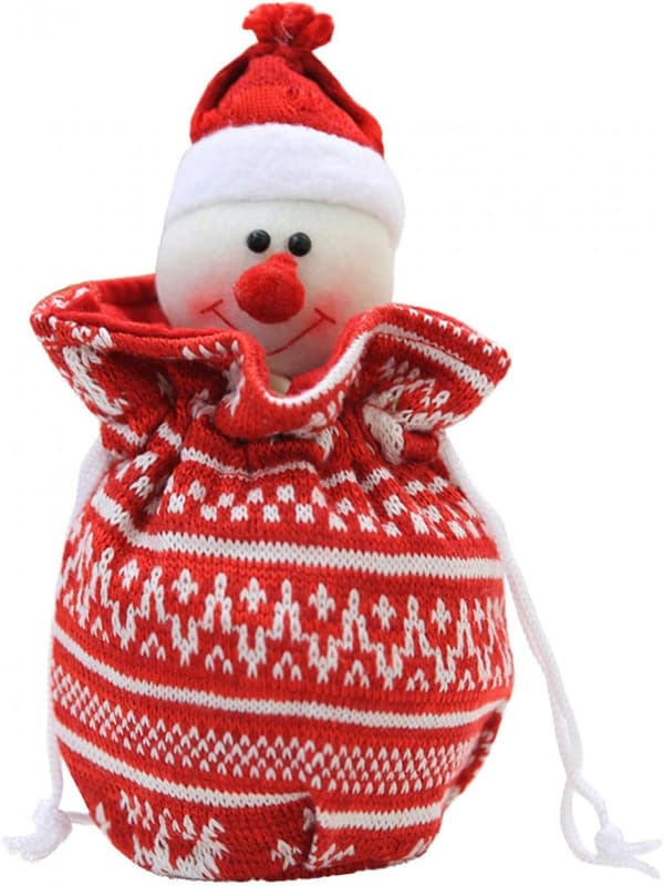 Strikket æbleformet gavepose til jul