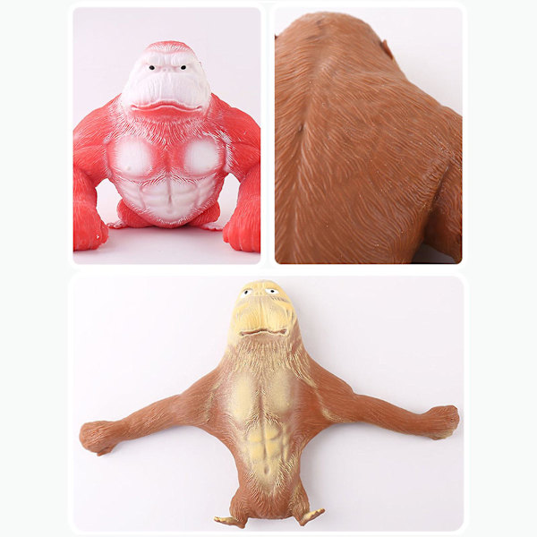 Simulering Gorilla Ape Stretchy Squish Antistress Klem Elastisk Ape Leke Brown 12*12