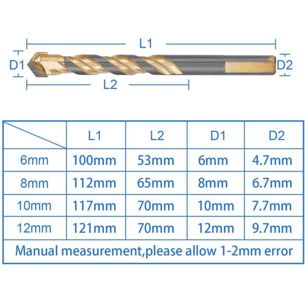 Sæt med 6 glasbor (6 mm – 12 mm) — Til boring i fliser, marmor og glassten