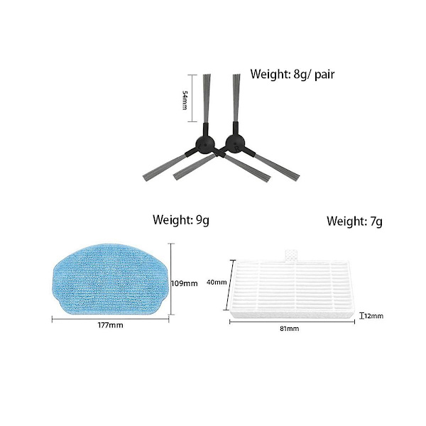 Passar för BR150/BR151, MANVINS G20, BR150/BR151 Robotdammsugare och Mopp Kombinationstillbehör Sidoborste