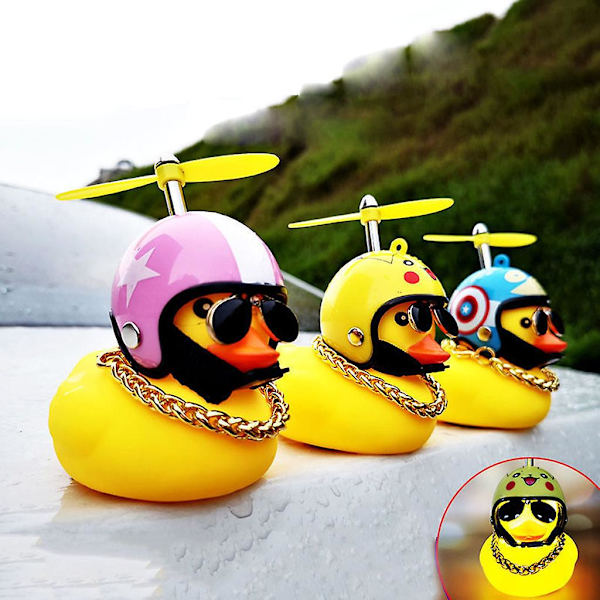 And-dekorationsfigur med hjälm, propeller, bil, cykel - Snygg vågbrytande dekoration Turbo duck