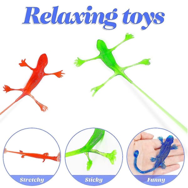 5 stk. Øgleleker Klebrig Øgle Elastisk Øgleleke Squishy Leker Øglefigurer Strekkbare Dyr Festposefyll (Fww)