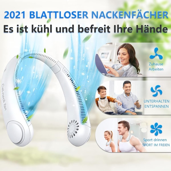 Bärbar Personlig Fläkt Tyst Vindkompis UL-Certifierad 10W Tyst Kylning 360 Grader (W)