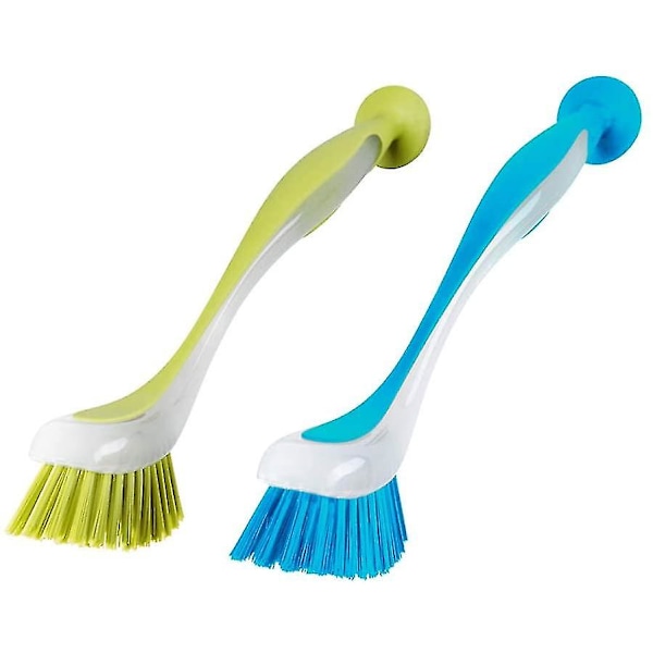 New,suitable Dish Brush  Dishwasher  Brushes Long Handle & Soft Grip Friendly Bristles Dish Brush With Suction Cup Cup 2pcs