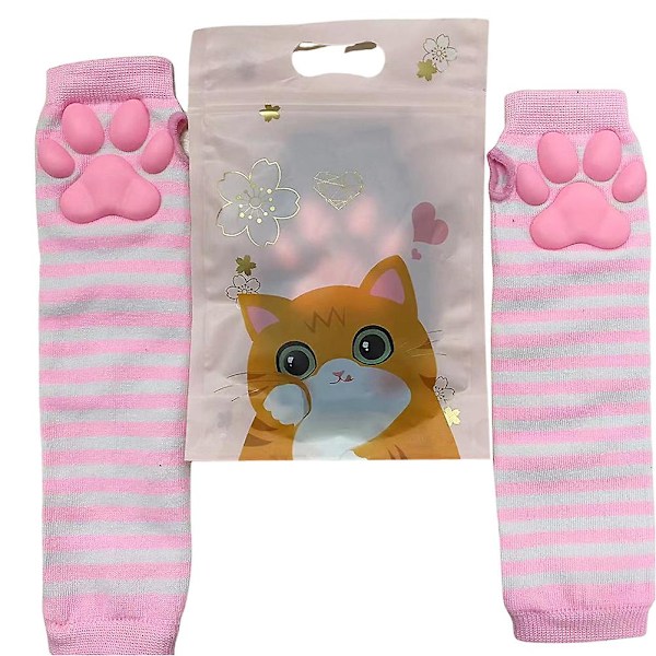 Kawaii Kattepote Votter Søte Myke 3D Tær Bønner Fingerløse Hansker Katteklo Poter Pads Ermer Katte Cosplay Tilbehør (W)