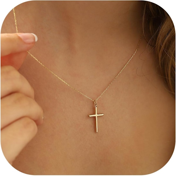 Risti kaulakoru naisille, 14K kullattu risti kaulakoru, kerrostettu kultainen risti kaulakoru, pieni sivu risti, choker-kaulakoru G (W)