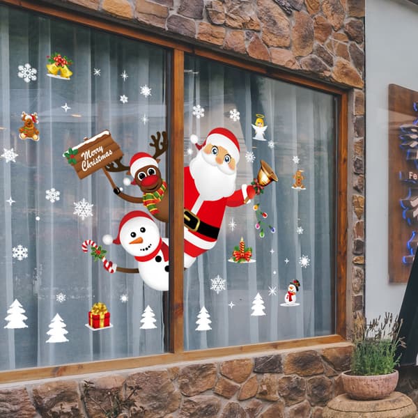 Snöflinge-juldekaler för fönster, självhäftande, 12-pack