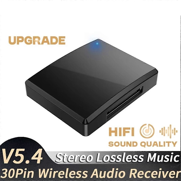 30-pin Bluetooth 5.4 Audio Receiver HIFI Lossless Musik Høj Kompatibilitet Trådløs A2DP til 30-pin D (W)