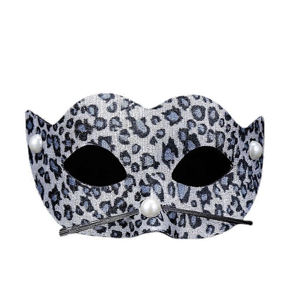 Leopardikuvioinen naamio PVC Puolinaamio Cosplay Rekvisiitta Halloweeniin (L)
