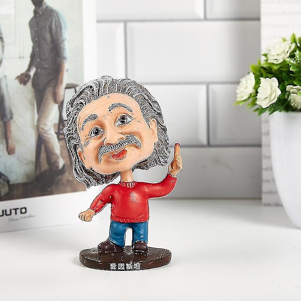 Einstein Skakande Huvudet Resin Docka Biltillbehör Heminredning Leksak Present (W)