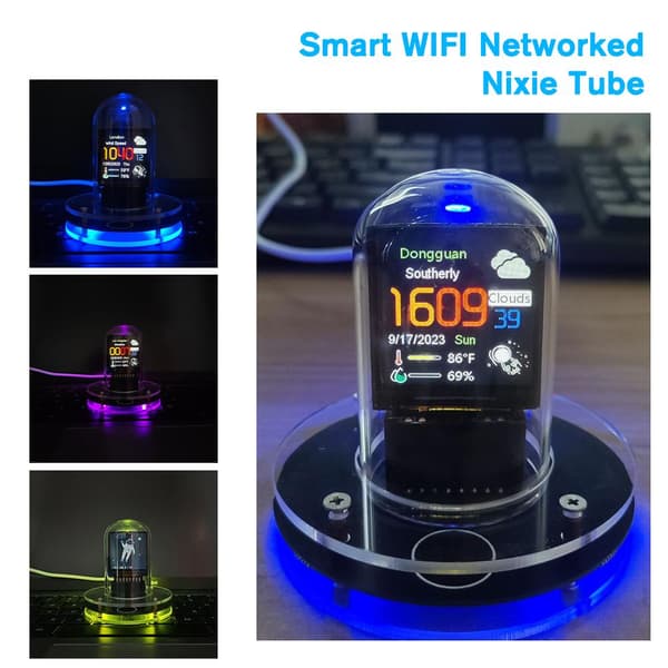 WIFI-aktiverad Nixie-rör väckarklocka med dekorativ design