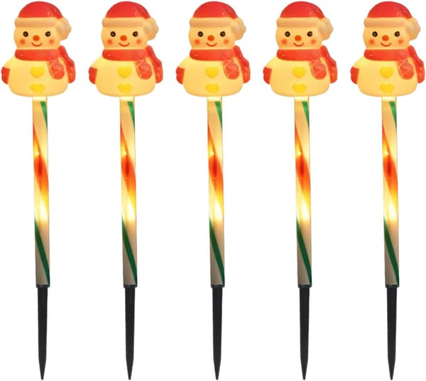Solar julelyslenke, 5 LED, snømann, stemningsbelysning (W)