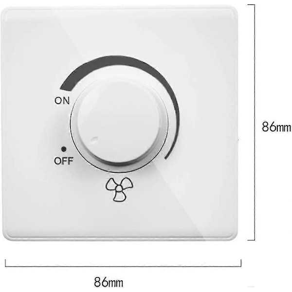 86 Typ Takfläkt Justering Steglös Hastighetsregulator Väggströmbrytare 220V 10A Takfläkt Hastighetskontroll Strömbrytare Vit (W)