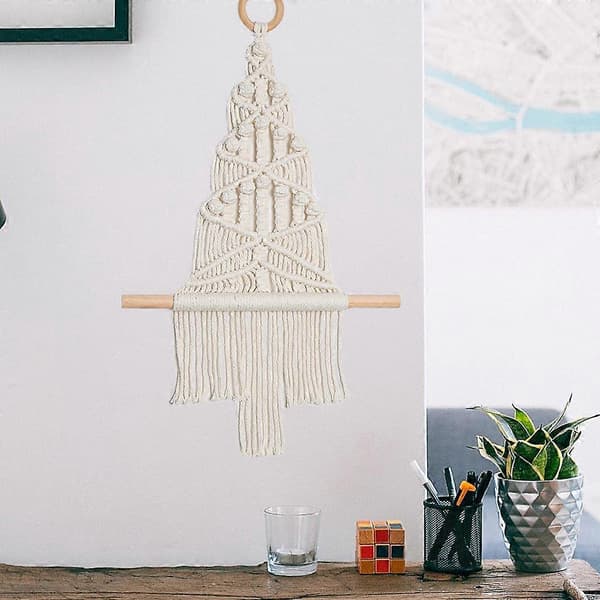 Julgran Macrame Bohemisk Ornament Väggbonad Dekoration Handvävd