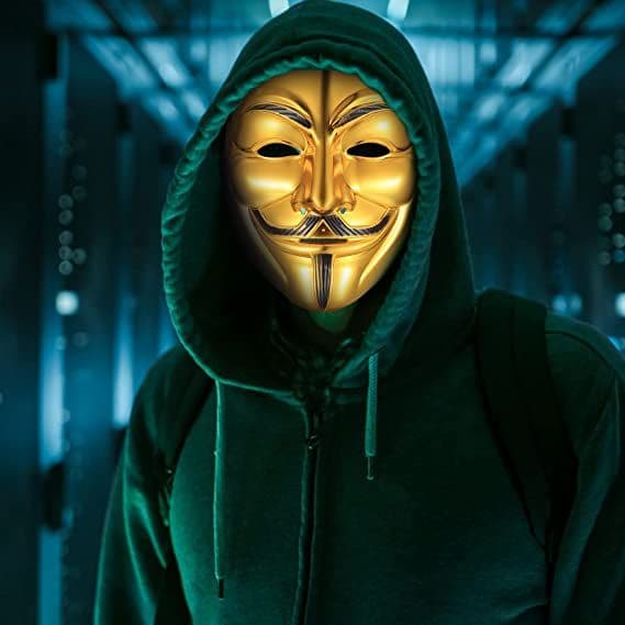 V for Vendetta -naamio - 4 kappaletta, unisex, lapset ja aikuiset, 4 väriä