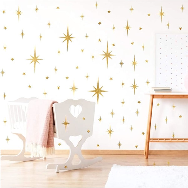 Retro Starburst Väggdekaler Stjärnväggdekaler Geometrisk Väggdekor Modern Barnrumsinredning Skala och Fäst Stjärnor