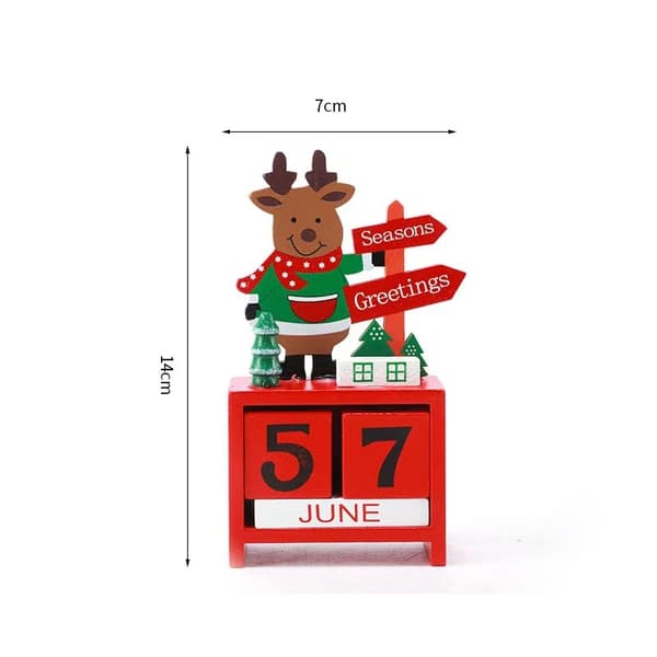 Minikalender i trä, juldekorationer, skrivbordsstorlek